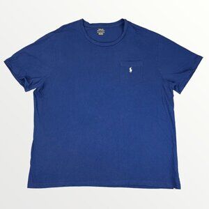Polo Ralph Lauren Mens 2XB Single Stitch Navy Blue Pocket T-Shirt 2XL Big Shirt